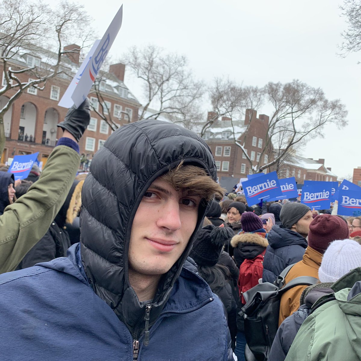 Dragged my 15 y/o out of bed and into BK to see and hear Bernie.
 We loved every freezing minute.He actually smiled at the end .Big day for both of us. Let’s get it done this time!!! #BernieInBrooklyn, #BERNIE2020