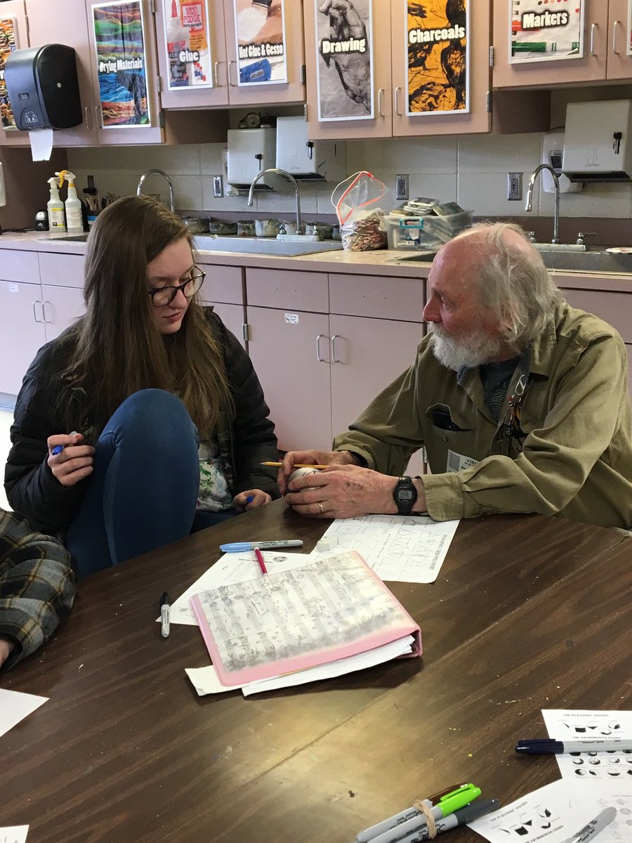 RoetzelArtClass's tweet photo. So much fun having Dick Termes in the classroom again! Such a fun way to close out another trimester. https://t.co/KmeXsFT94L