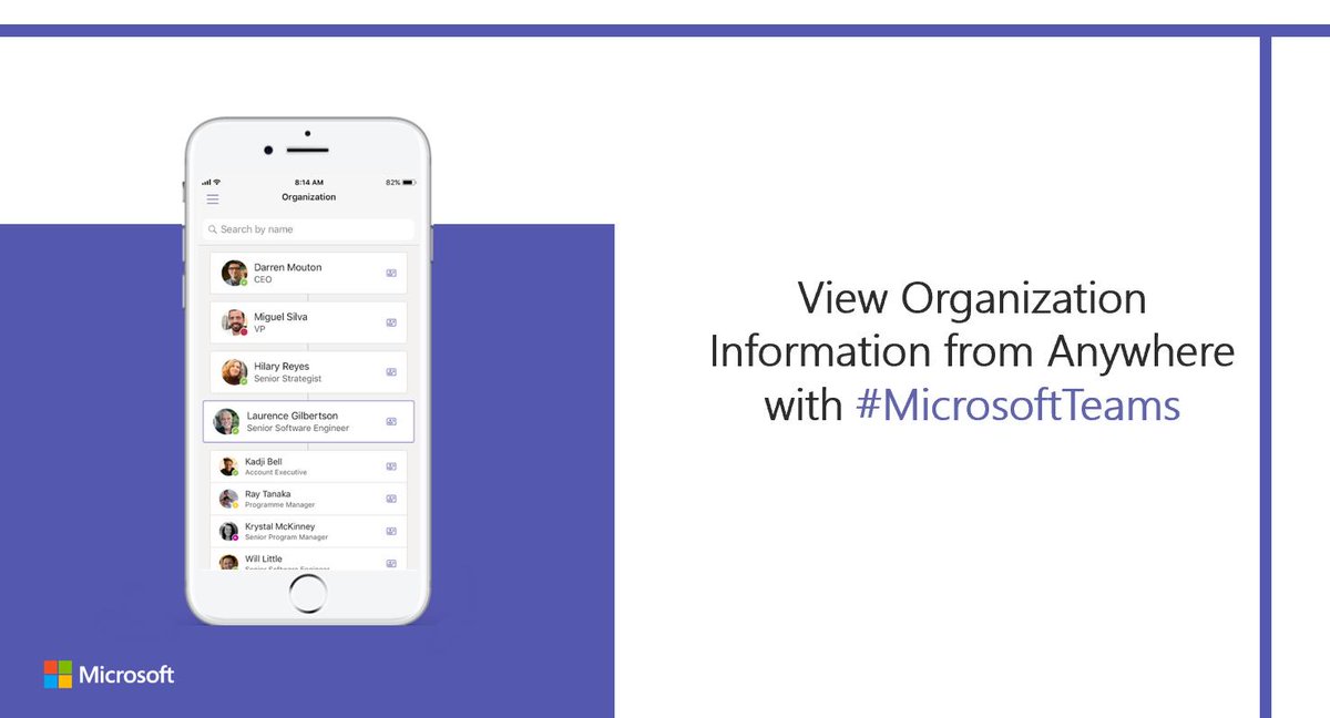 View organizational information from anywhere with the #MicrosoftTeams app: msft.social/izPPot