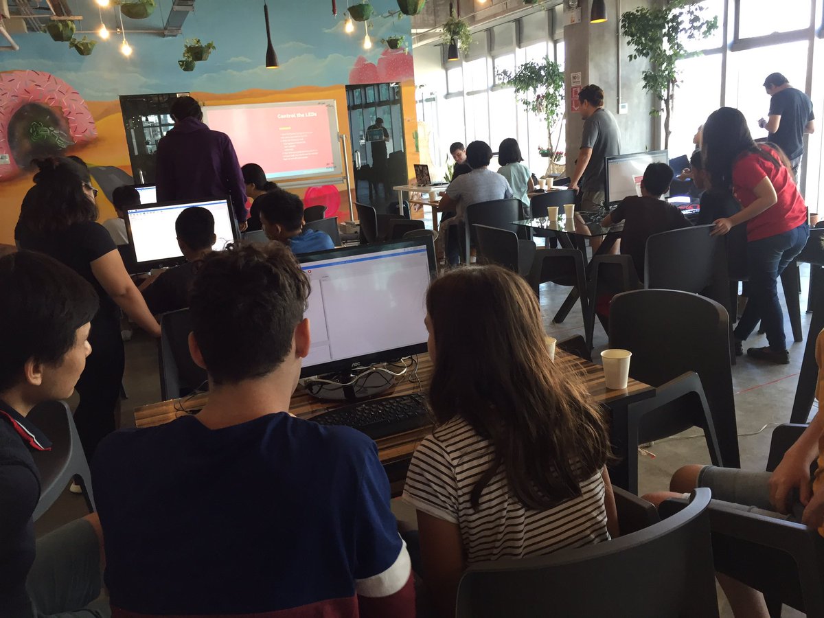 jam_cebu's tweet photo. Volunteers from the Inspire Team became teachers of the day for the Cebu Raspberry Pi to kids. We taught them about the Raspberry Pi and had a hands-on workshop of the Traffic Light Sequence by the RPi Foundtion. Thanks @Raspberry_Pi! #rpijam #rjam #PiParty #iotcebu https://t.co/PyUWQY2bLr