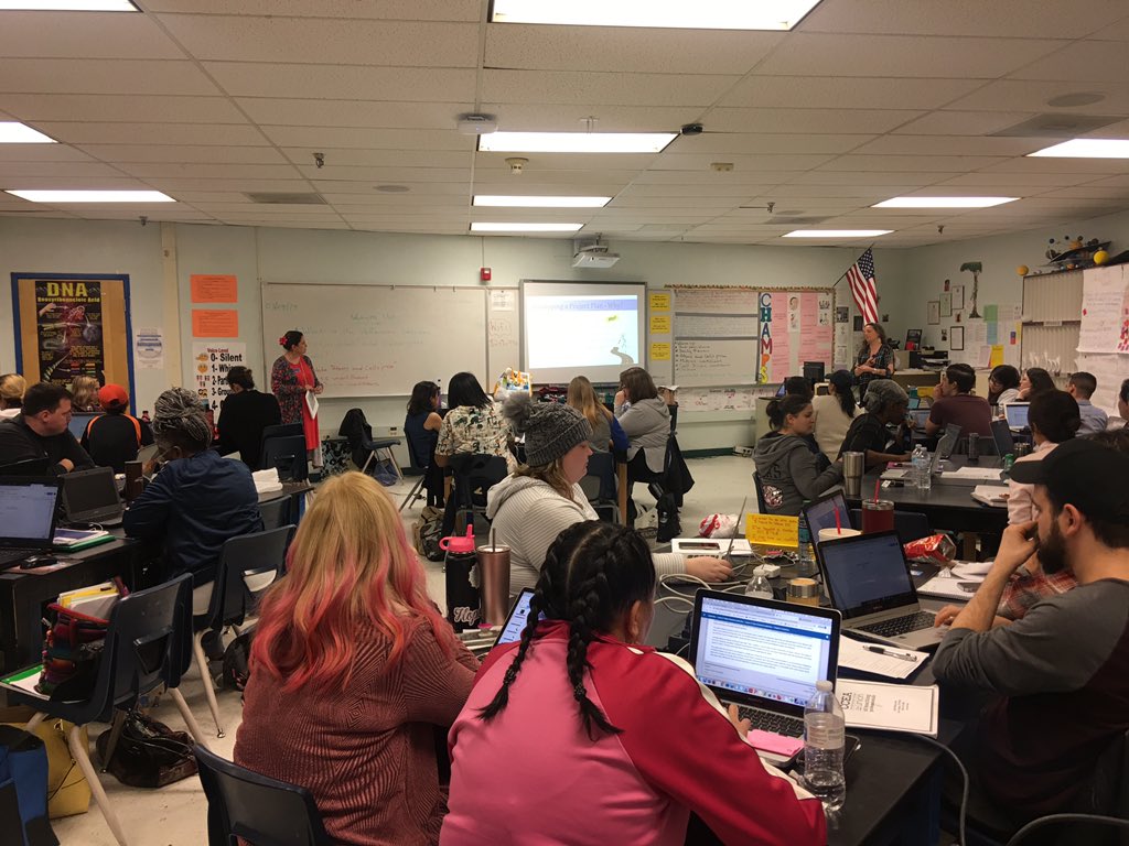 learn2leadLV's tweet photo. Our participants wrote their Plan and Implementation capstone component today. Their capstone projects are rooted in @ClarkCountySch student success and will help enhance their sites’ culture and climate. #1forKids #L2Lcohort2 @jencalimbahin @plpnvc @MsGraceAngel @PLOLady https://t.co/Psrj20y9DT