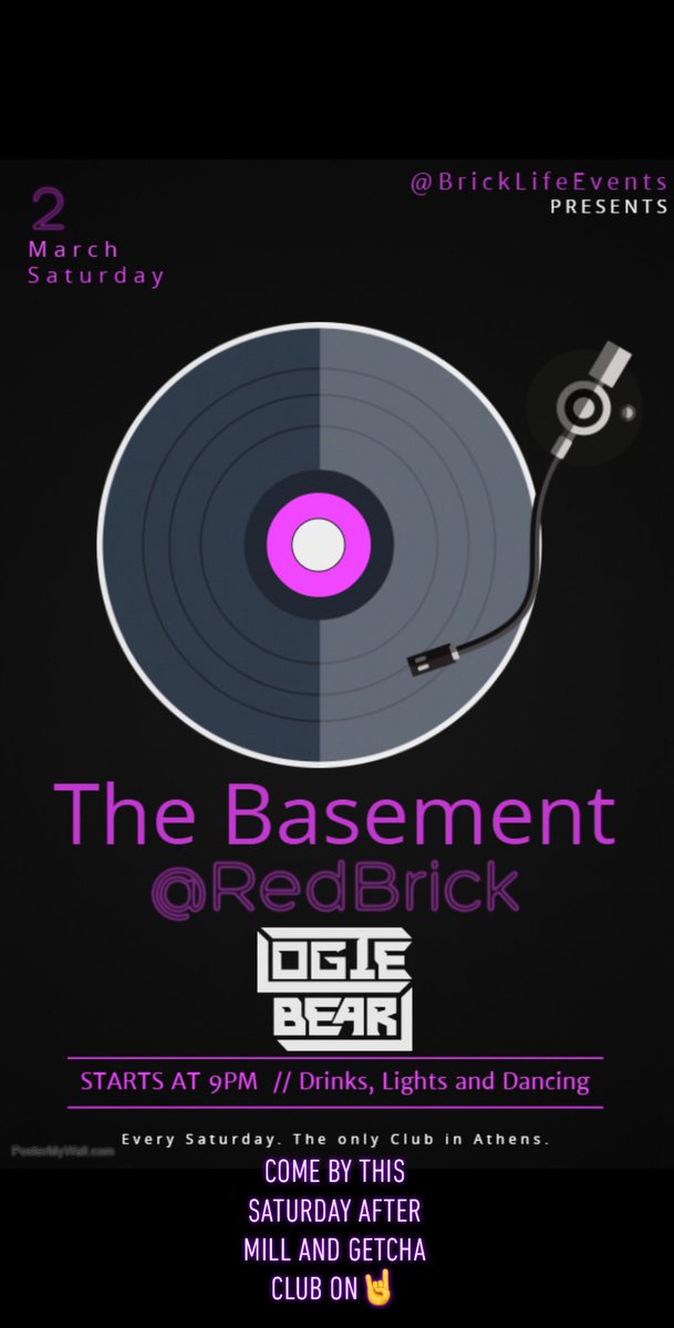 BrickLifeEvents's tweet image. #MillFest is over but the partying isn’t. @DJLogieBear is back in the basement of @RedBrickAthens tonight!