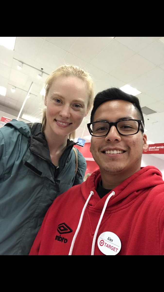 So I met @DeborahAnnWoll you guys all know her as Karen Page from Daredevil and The Punisher! Perks of working at target West Hollywood 🤘🏼 #AmazingActress #Daredevil #Punisher