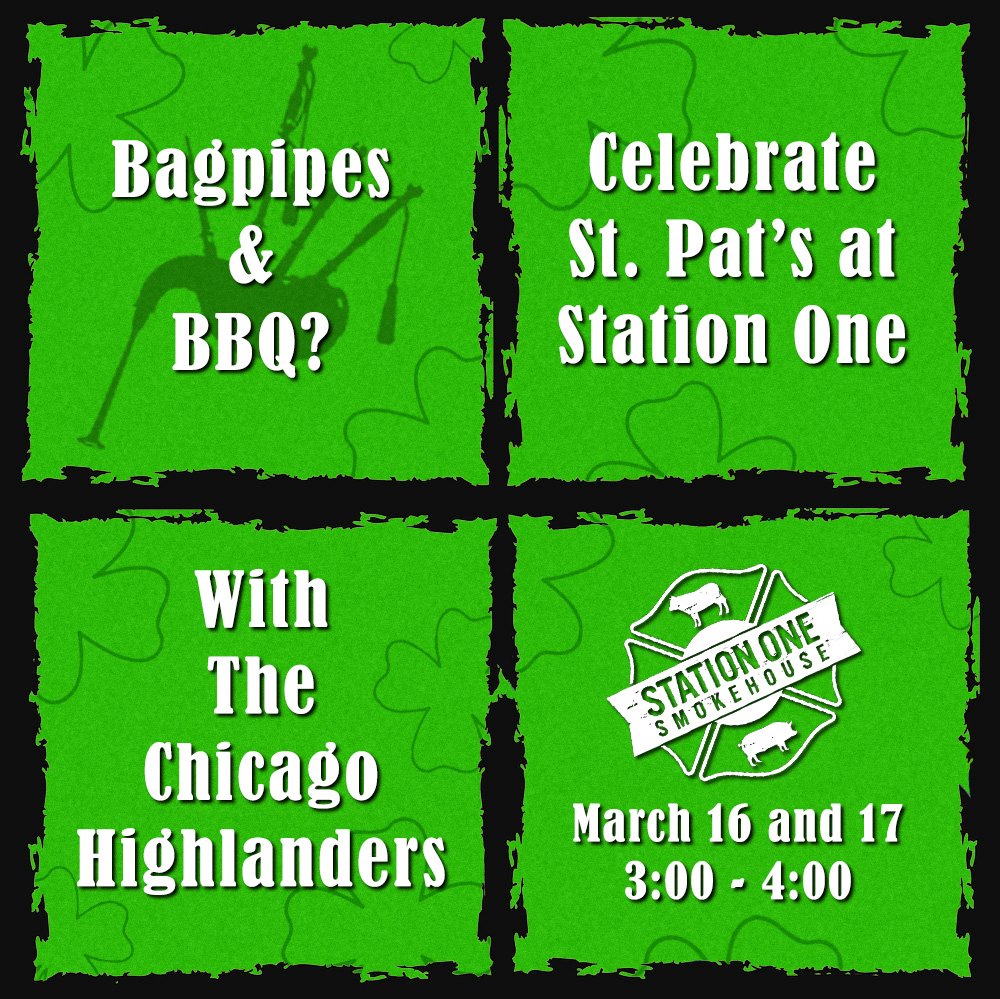 ChiHighlanders's tweet photo. Come have some BBQ with the Highlanders @stationonebbq St. Pat's weekend. We'll be there Saturday and Sunday 3/16 and 3/17 https://t.co/LEosYgajbS