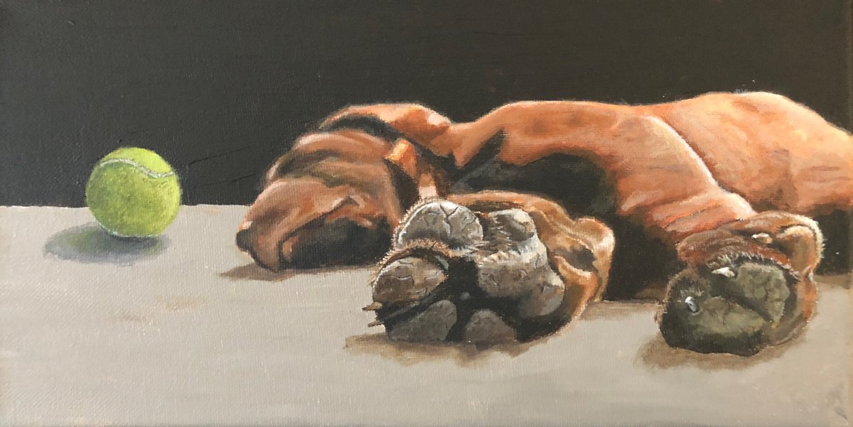 unsweetcar0line's tweet photo. So my 64yr old dad started painting again for the 1st time in over 30yrs. Subjects of his art include rescue pups, other animals and various scenes from movies he loves. Please go like his FB page “Paintings by Burt” or RT this so I can help him see what an amazing artist he is❤️ https://t.co/cOkNwGI6Va