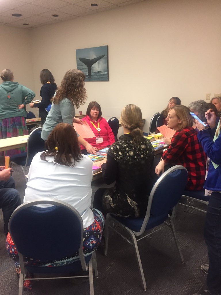 AlaskaASL's tweet photo. Hot discussion over books in the AkASL Battle of the Books Title Selection session at #akla2019 https://t.co/MT3tPwTL0p