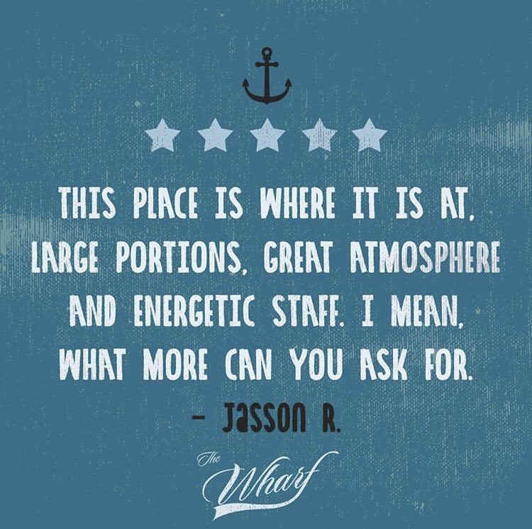 thewharfoc's tweet photo. It's the weekend! Come to The Wharf and take Jasson's word for it!

Thanks Jasson for the awesome @yelp review! https://t.co/48yVAWKhw6