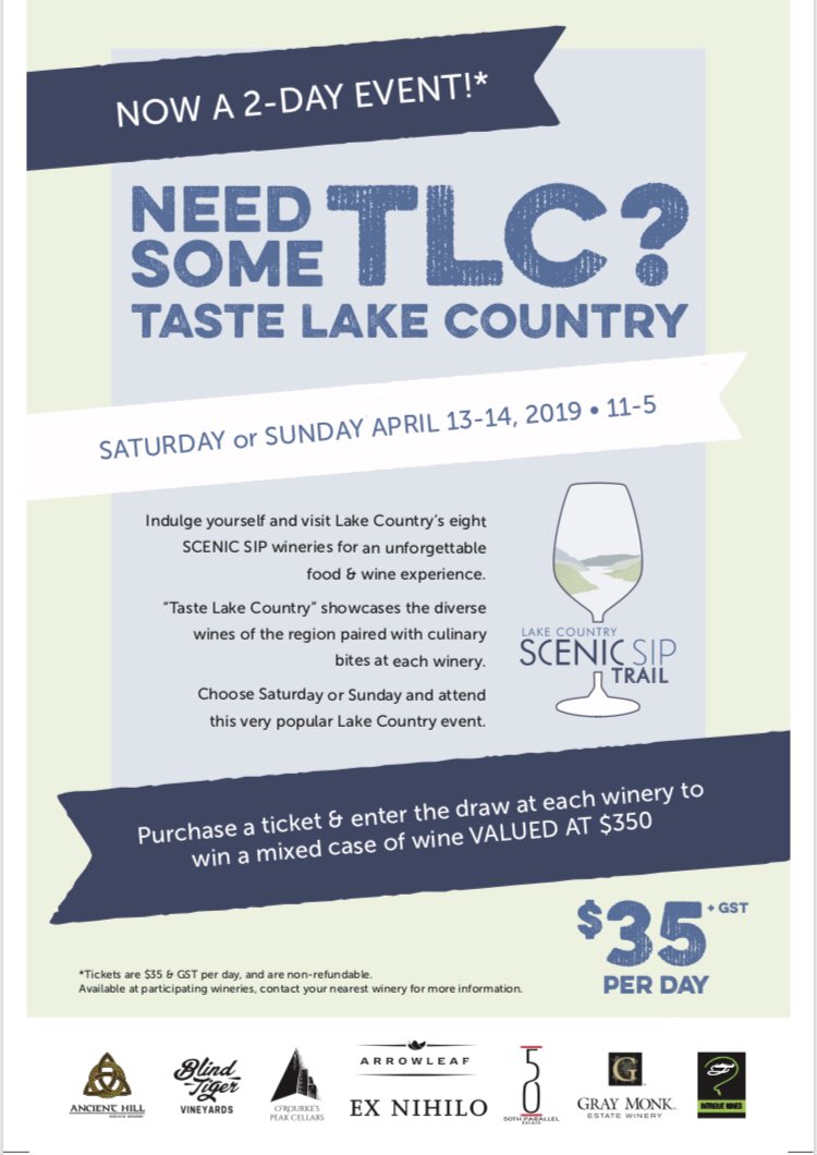 ScenicSip's tweet photo. Tickets now on sale. Join us April13 or April14. Tickets NOW available at all participating wineries. Please note that Blind Tiger is still closed. https://t.co/BkrOkeUrWN