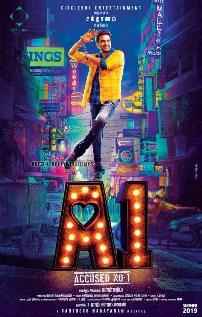 kollywoodtimes's tweet photo. Here the first look of #A1 directed by #Johnsonk Starring @iamsanthanam &amp; #TaraAlishaBerry

Music by @Music_Santhosh Visuals by @GopiJegadees77

Produced by @rajnarayanan11 @circleboxE #Circleboxentertainment       #A1FirstLook @proyuvraaj https://t.co/uG45P535xq