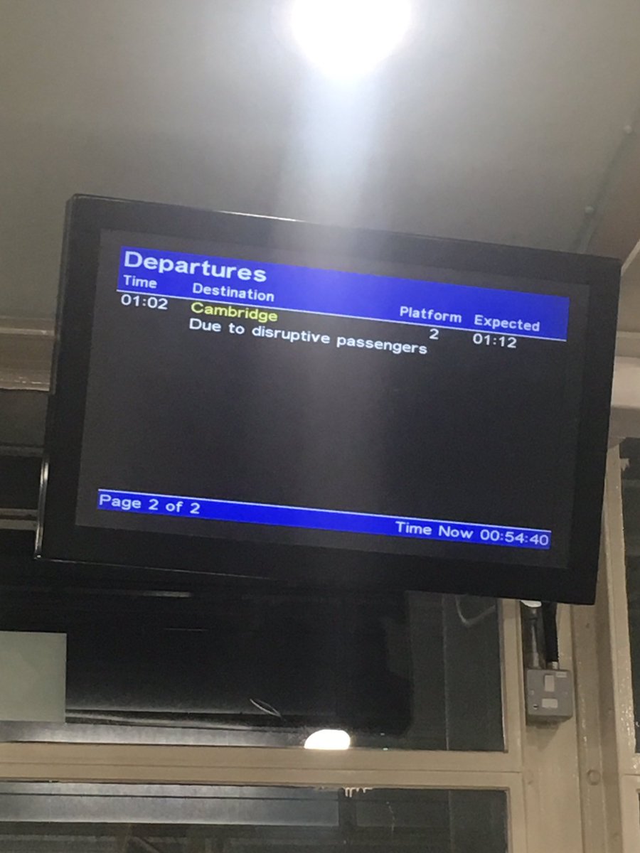 mcenroe_james's tweet photo. @greateranglia Bishops Stortford. Station information is still showing expected 01:12hrs. https://t.co/cBrKauyapi