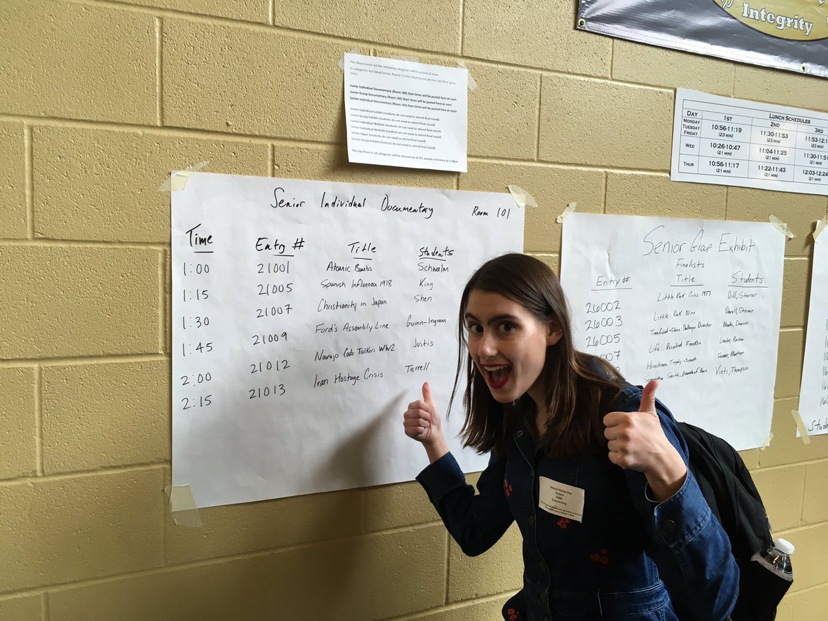 BarstowModelUN's tweet photo. Barstow wins 1st in Group Documentary and Paper as well as 3rd in Individual doc and individual performance @nhdmo #KC regional! Big thanks to @Mark_Adams_HST and @TrumanLibrary for all their hard work for #NationalHistoryDay   @NationalHistory #history #barstowproud https://t.co/GI8iHstnpd