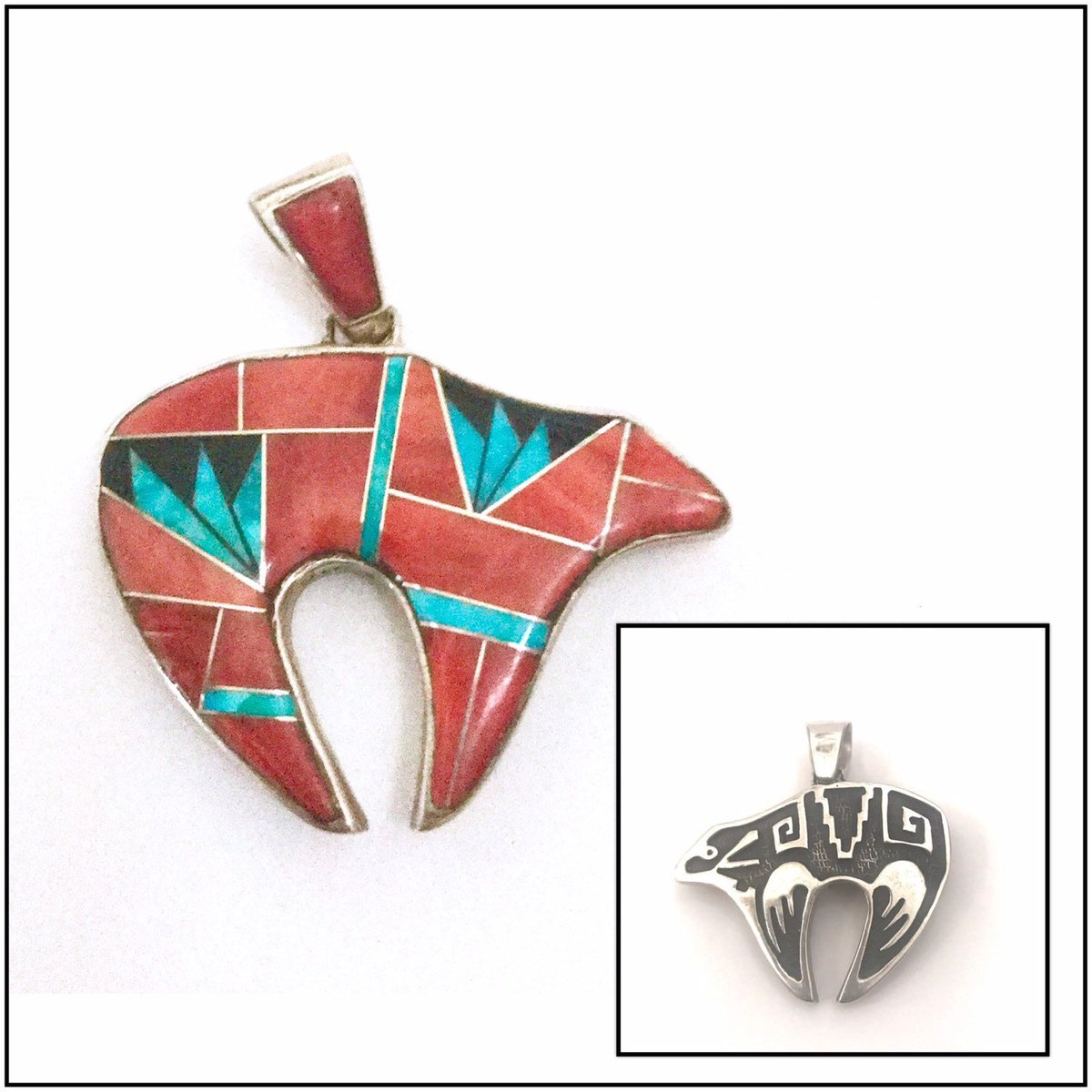 VintageImagine's tweet image. New in our #etsy shop: Native American Double Sided Sterling Silver Pendant 1 Side Spiny Oyster Turquoise Jet Inlay 1 Side Sterling Silver Overlay Great Gift etsy.me/2EtQHTd #fabulousNativeAmericanpendant #doublesides #beautifulinlay #sterlingoverlay #plsfollow