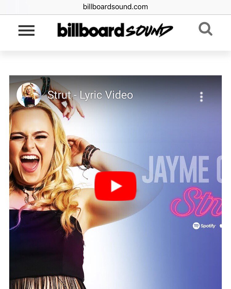 jaymeclaire's tweet photo. 🎉’Strut’ lyric video has been shared on #billboardsound 💞 Have you seen the lyric video yet? (Come on over to my YouTube channel!) https://t.co/llBBm5yuYF https://t.co/Lo2sBSHneT