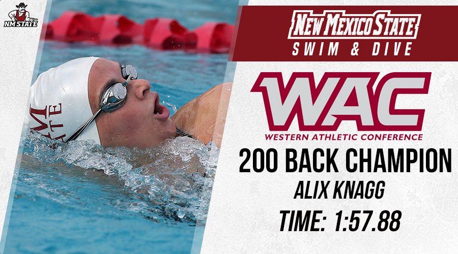 NM State Swim & Dive (@nmstateswimdive) on Twitter photo Congratulations to Alix Knagg on winning the 200 Back <a href="/WACsports/">The Western Athletic Conference</a> Championships!! π₯π₯
#AggieUp Congratulations to Alix Knagg on winning the 200 Back <a href="/WACsports/">The Western Athletic Conference</a> Championships!! π₯π₯
#AggieUp