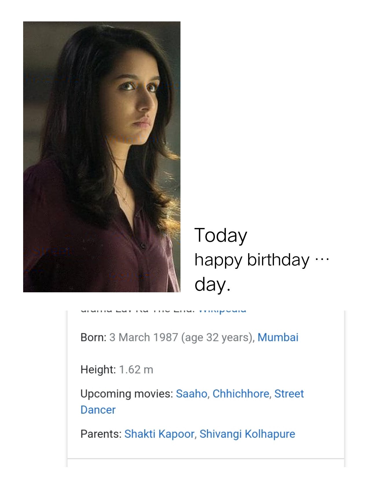 Shraddha kapoor happy birthday my lovely heroin 