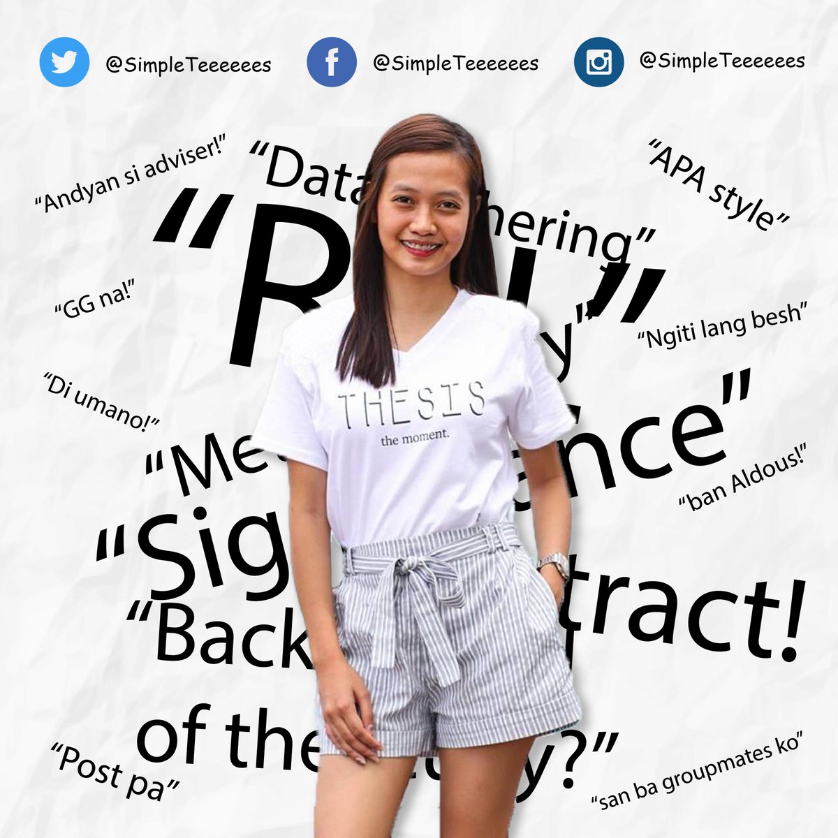 SimpleTeeeeees's tweet photo. Walang susuko! Depensa lang!

#PICC2k19 #Sablay2019 #PICC2019 #Sablay2k19 #Thesis #ThesisTheMoment

P.S. Thanks to our dear customer Kim Loren Sophia Alcantara for letting us use her wonderful photo. https://t.co/g3bM8hJ2b1