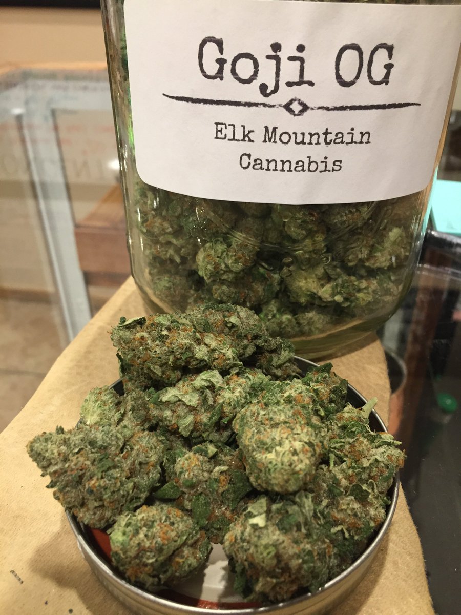 ElkMountain420's tweet photo. These Two New Strains are THE BOMB!! #GojiOG and #WhiteNightmare Be the FIRST one on your block with it! #EMTP #NEW #Strains #SALE Did we mention that they are both on sale too!? $6/Grams https://t.co/BiZqAHTYqg