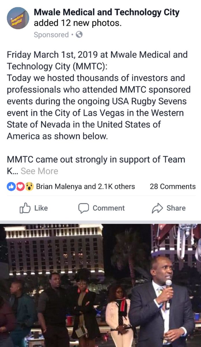 Julius Mwale appears to be recruiting senior government officials to his controversial project. At the Las Vegas Sevens Rugby, he's seen with Kenyan envoy to the US, who "has pledged support for MMC".