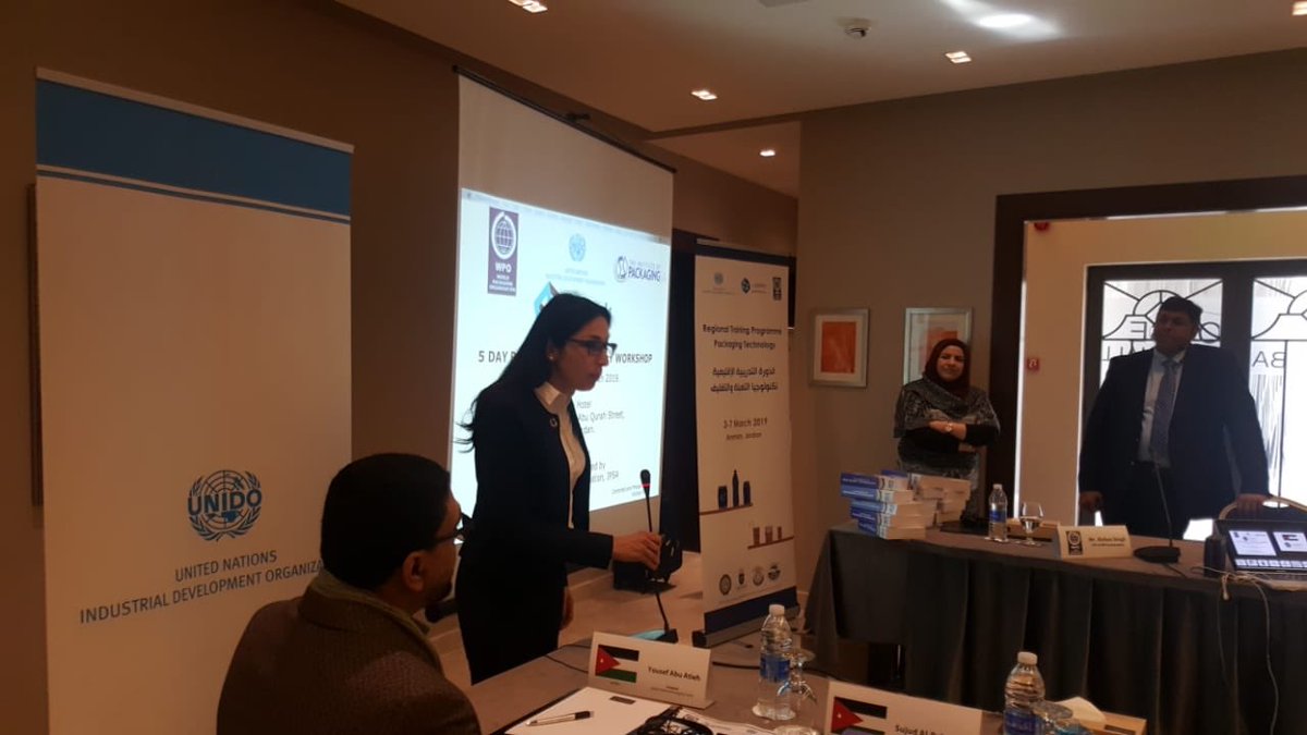UNIDO_Jordan's tweet photo. UNIDO JO in partnership with Jopack and the WPO provides a five day training to strengthen the packaging industry through enhancing innovation and technology transfer in Jordan, Lebanon, Egypt, Morocco, Palestine and Oman.
#SDG9,17
#jopack #WPO #UNIDO_JO #Sida #SAFE https://t.co/f6MKmqgzQV