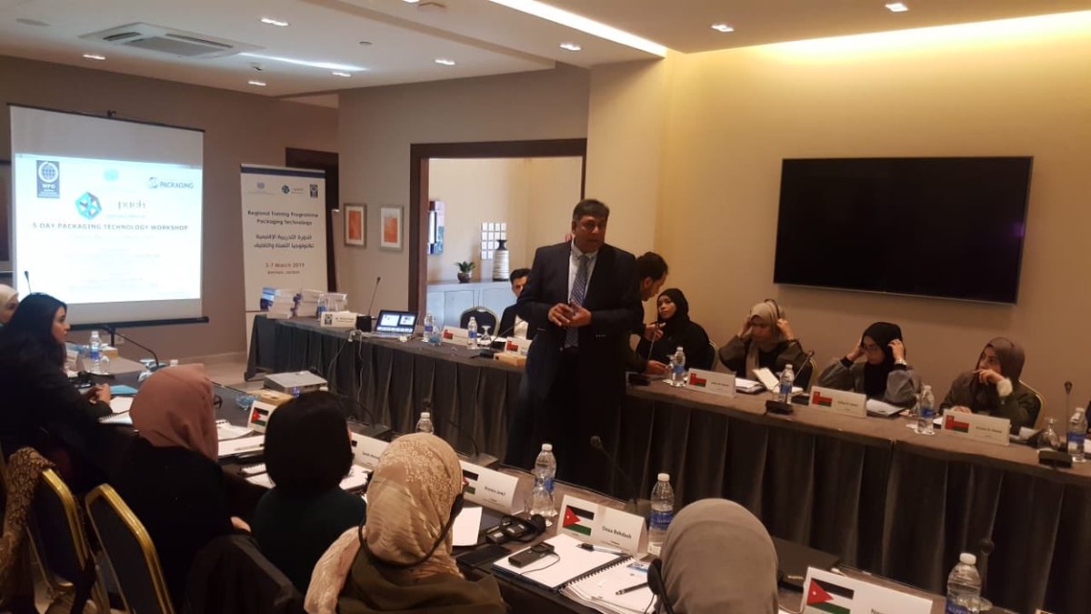 UNIDO_Jordan's tweet photo. UNIDO JO in partnership with Jopack and the WPO provides a five day training to strengthen the packaging industry through enhancing innovation and technology transfer in Jordan, Lebanon, Egypt, Morocco, Palestine and Oman.
#SDG9,17
#jopack #WPO #UNIDO_JO #Sida #SAFE https://t.co/f6MKmqgzQV