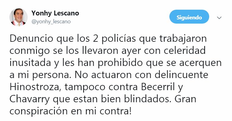 somosnativa's tweet photo. 🔘#URGENTE | #UCInforma Congresista Yonhy Lescano, acusado por acoso sexual, denuncia conspiración en su contra: "Los dos policías que trabajaron conmigo se los llevaron ayer con celeridad inusitada y les han prohibido que se acerquen a mi persona". 📢 ¿Qué opinas? https://t.co/MgHvjtkVrV