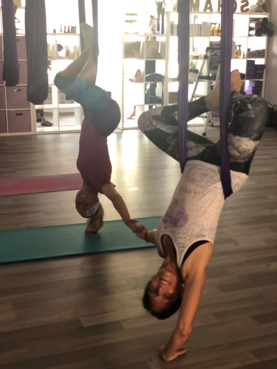 CoachKirkPE's tweet image. #aerialyoga with my MIL this morning at Soham Yoga in Royal Palm. #letsmovepbc #activitychallenge #logyourminutes