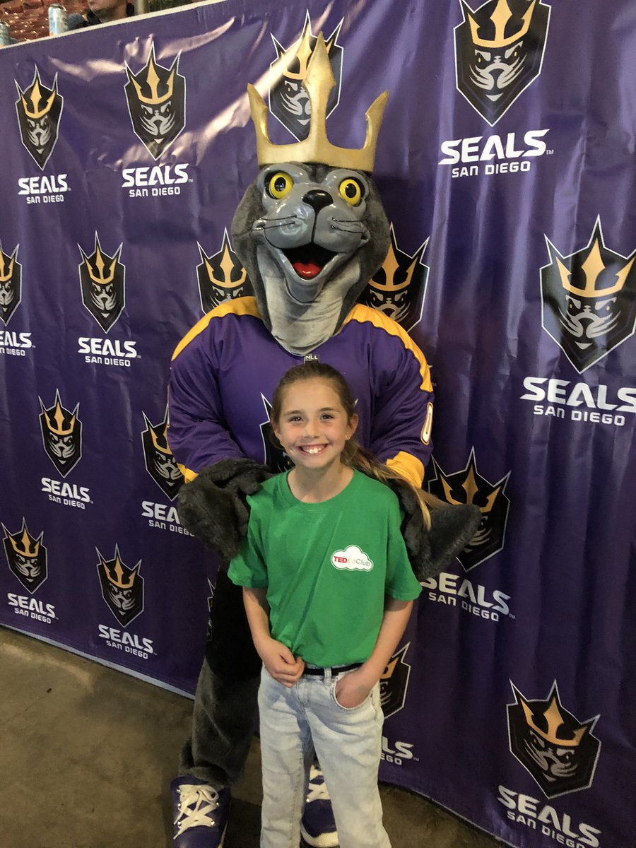 Addison with Salty! #sealslax #divein #sandiegoseals #firstlaxgame