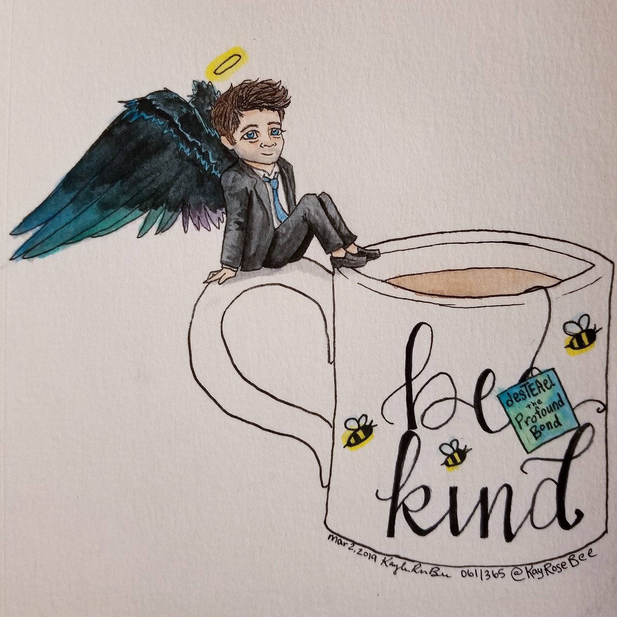 KayRoseBee's tweet photo. 061/365
Tiny Pinup Cas
#supernatural
#Project365 #art #artsy #arts #drawing #draw #sketch #sketchbook #painting #paint #watercolor #watercolour #artist #creative #artdaily  #cas #castiel #SPNFamily #angelofthelord #tinycas #tinycastiel #angel #bees #beekind #bekind #Destiel #tea https://t.co/JCc40rNL1n