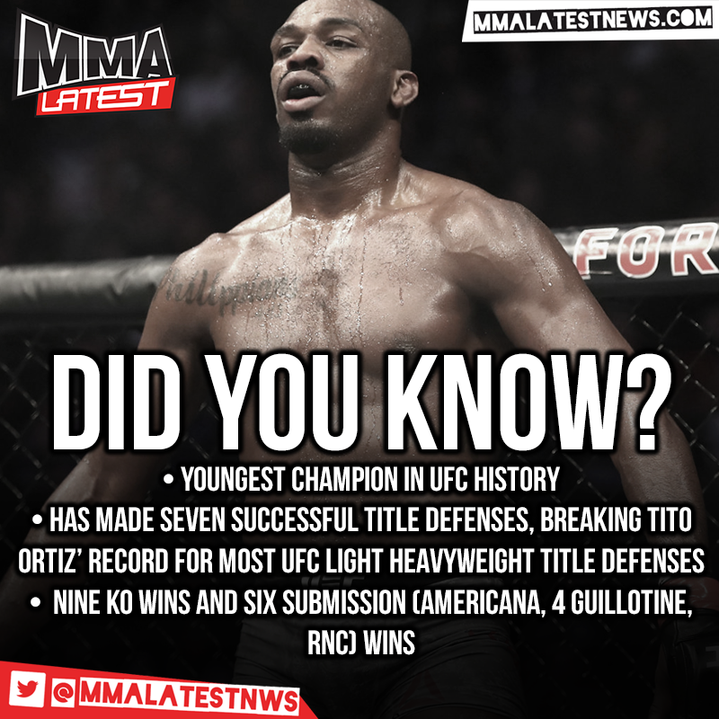 MMALatestNws's tweet photo. DID YOU KNOW?
Jon Jones is the YOUNGEST Champion in UFC History and has made seven successful title defences, is it gonna be an 8TH for him tonight?
#ufc235live #jonjones #mma #ufc
https://t.co/B81vcRiTtx https://t.co/zLoG37IbDt