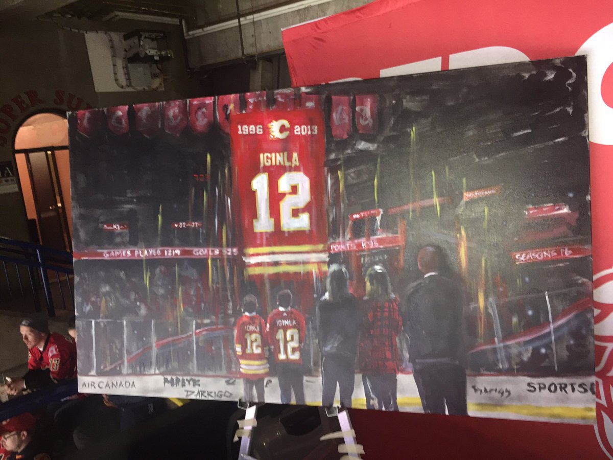 darrigoart's tweet photo. Another one for the books! It was a great honour to be part of Jarome Iginla’s night, thanks @nhlflames and your fans 🐐 https://t.co/y8xCfBFZ65