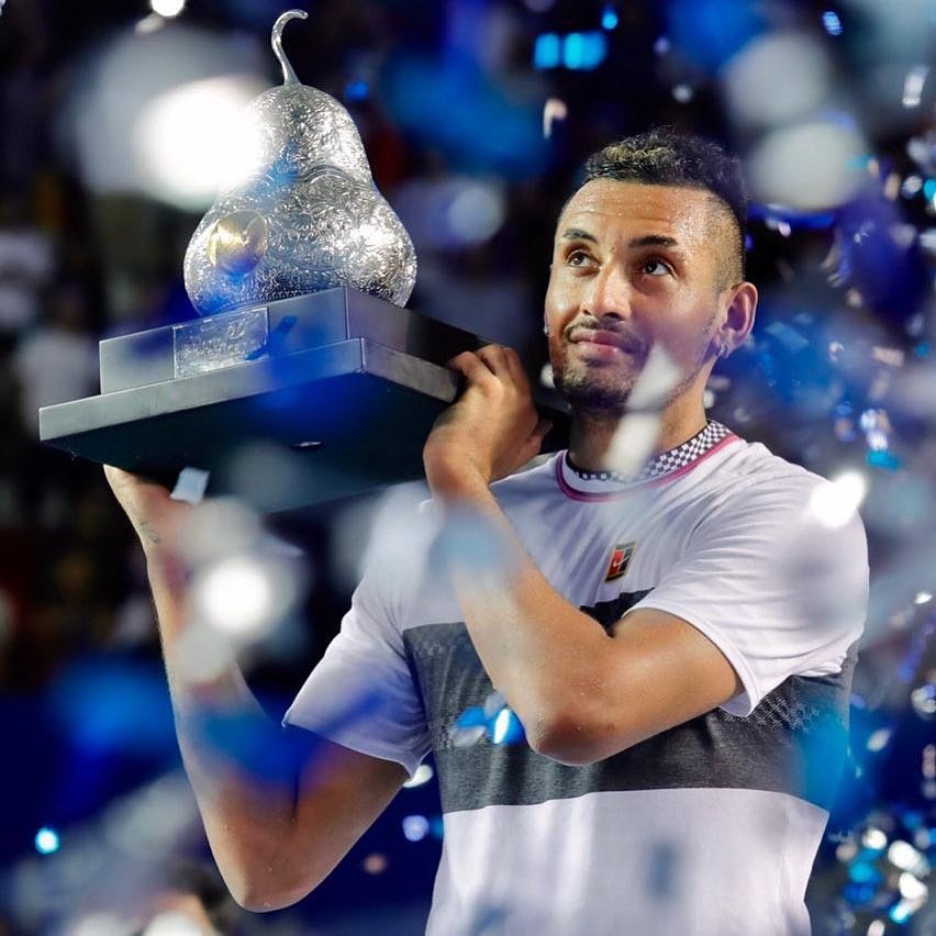 PueblaLife's tweet photo. 🔥🇦🇺🏆 @NickKyrgios 🇦🇺 🏆🔥

 #champion #amt2019 #celebratingtennis #kyrgios https://t.co/X2Rl25NDJz