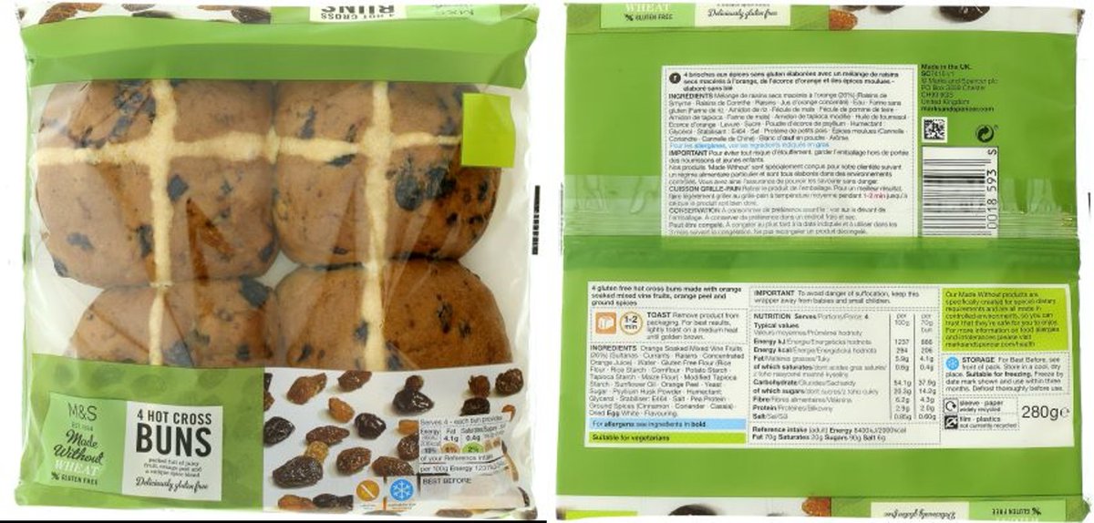 MetabolicsBCH's tweet photo. M&amp;S Hot Cross Buns: 1 x 70g bun = 2g protein (2 PKU exchanges) https://t.co/COSMpfegdy
