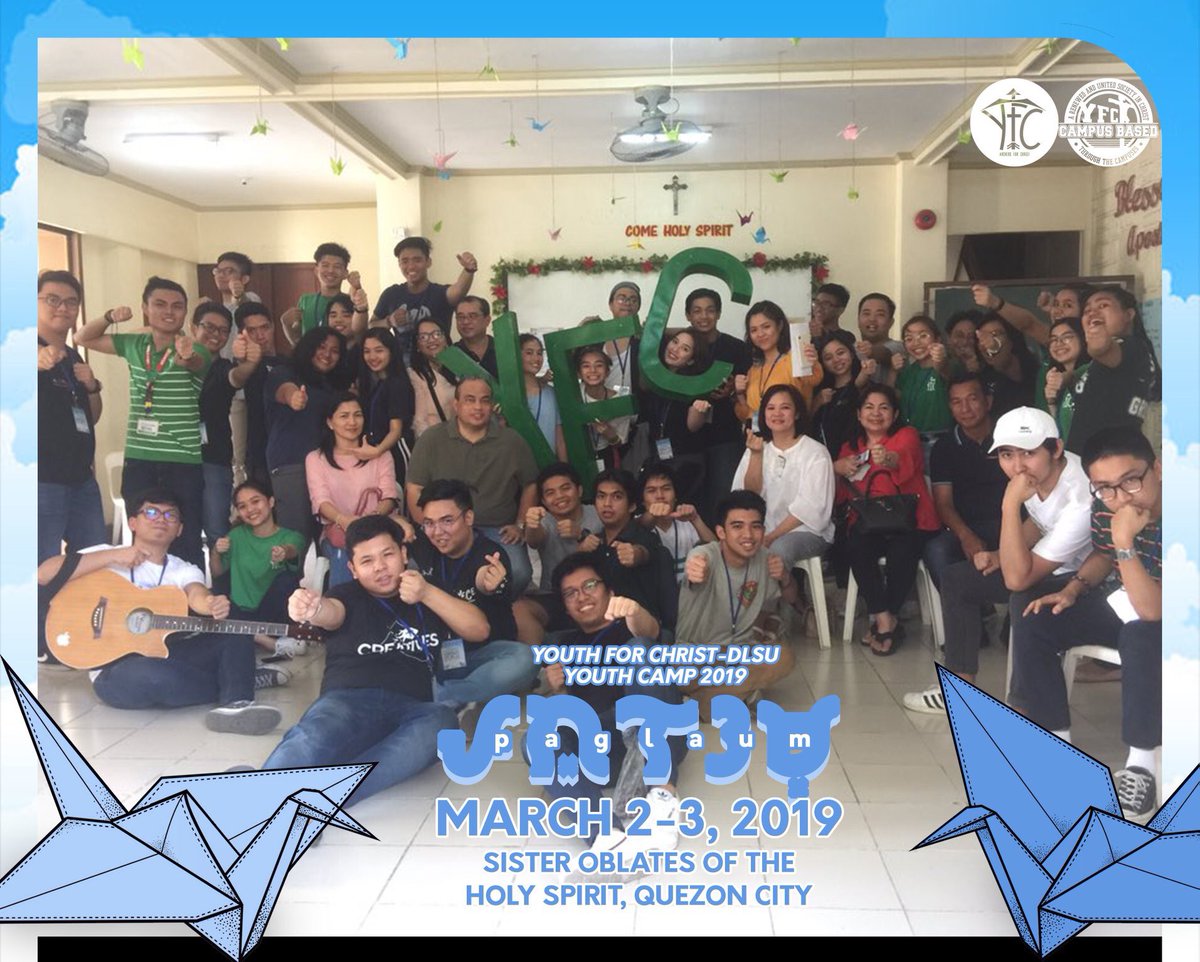 yfcdlsu's tweet photo. Take heart in the Lord, and be the hope for others! This has been YFC DLSU's Youth Camp 2019, thank you and God bless.
#YFCDLSUYouthCamp2019 #Paglaum https://t.co/zKY0uUREz6