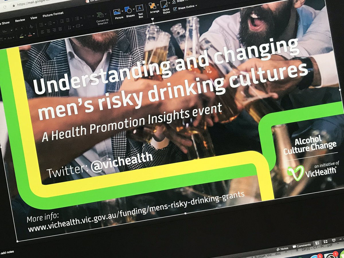 Last touches for tomorrow’s PowerPoint done. Looking forward to launching our @VicHealth funded ressarch on men’s risky drinking to an interested and expert crowd  :) #research #masculinity #alcoholresearch @brittanylralph @bradyjay @Karla_Elliott @MikeySavic