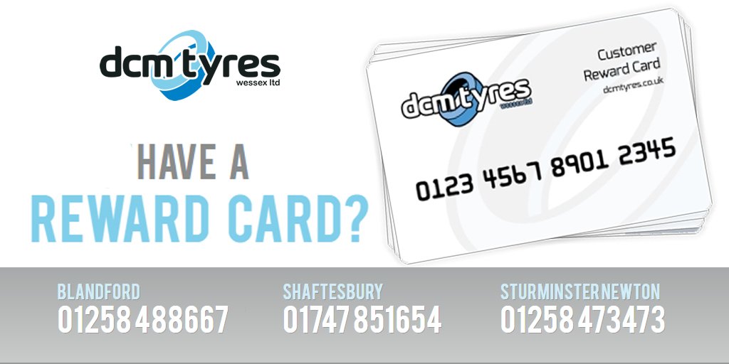 Do you have a DCM Tyre &amp; Autocentres reward card? Receive special reward discounts, plus a handy MOT reminder service. Get yours today. 

dcmtyres.co.uk/request-a-rewa…

#dcmtyres #dcmtyreandautocentres #dorset #wiltshire #rewardcard #discounts