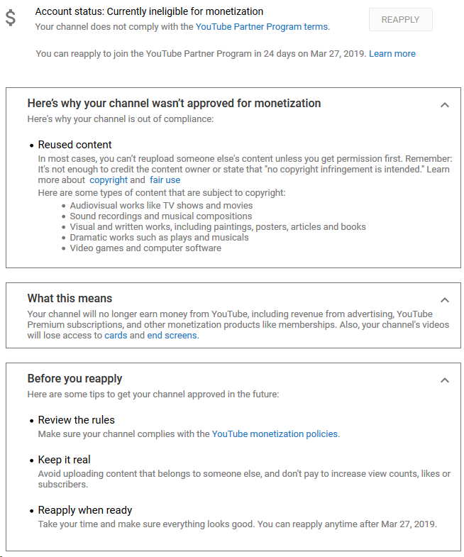 GluedMovie's tweet photo. @TeamYouTube @YouTube 
Here we go again. Just a few months ago we've been down this road, and now we've been demonetized once more with the claim that our original, hand made content is "reused".

What say you? https://t.co/5CiQ62uFZ7