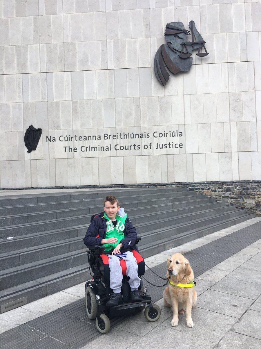 TomClonan's tweet photo. Eoghan & Duke had a very interesting day at the Criminal Courts of Justice this week. Big thank you to Courts Staff & the Very Kind members of @gardainfo who made us very welcome and who Went out of their way to be #AbleForEquality https://t.co/OSiOr7FZc3