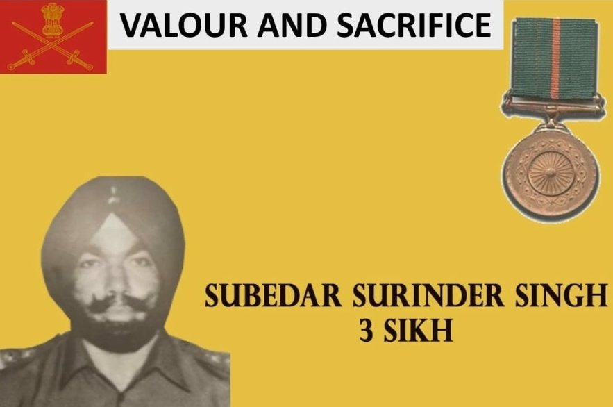 adgpi's tweet photo. एक वीर अमर बलिदानी।

3 March 2002, Subedar Surinder Singh, in charge of search party to track down terrorists in Rajouri sector of J&amp;K, single handedly killed six terrorists before making the supreme sacrifice.For indomitable courage, exemplary bravery, was awarded #AshokaChakra https://t.co/Z3KDFaVdig