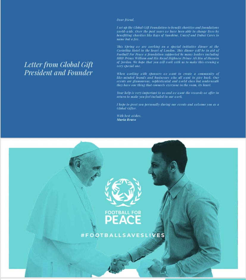itspr's tweet image. We’re delighted to see 2 of our charities come together for a special initiative dinner on 8th April’19

#GlobalGiftGala &amp;amp; #FootballForPeace!

Contact us for tickets / PR opportunities Pls support these amazing charities 🙏🏼

#events #charity #pr #sponsorship #vip #celebrities
