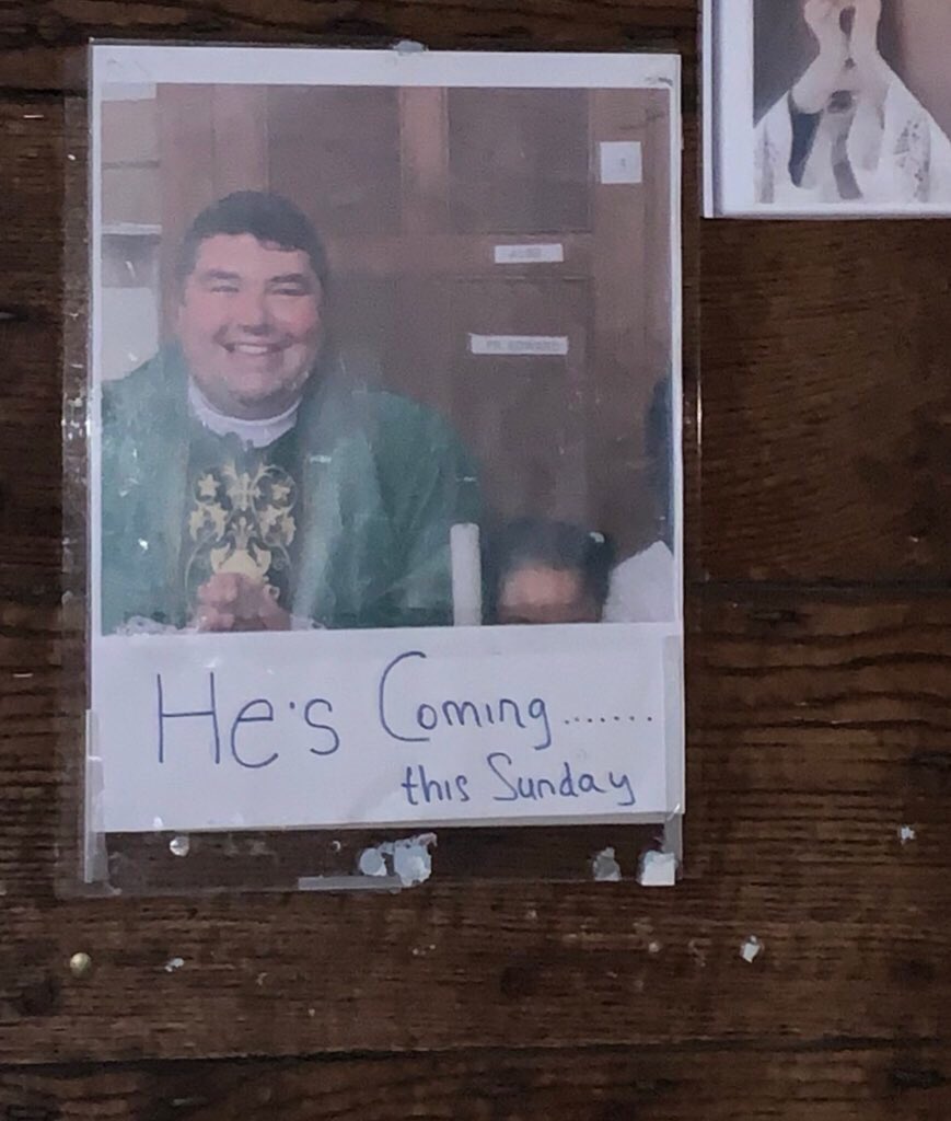 catcashmore's tweet photo. And we wondered why we were recognised at the play park...! The poster up at @matthewcashmore’s new base serving under @FatherLewis in @mary_kenton part of @dioceseoflondon #excited #theboyisbackintown https://t.co/XCvl5Mjaa0