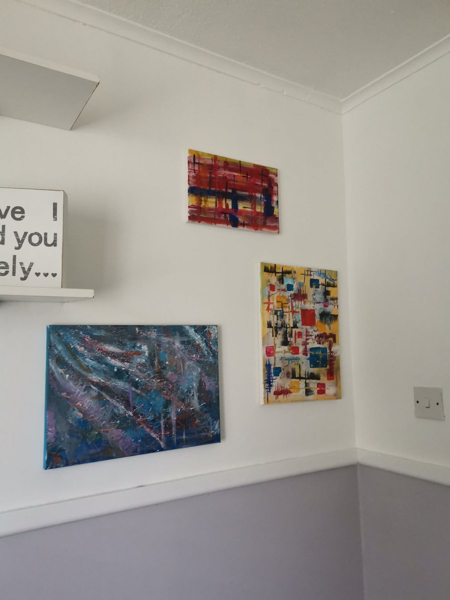 toulsonaj's tweet photo. Used my paintings to decorate the walls in the spare bedroom. #artwork #HomeSweetHome https://t.co/P0qsCBzqsO