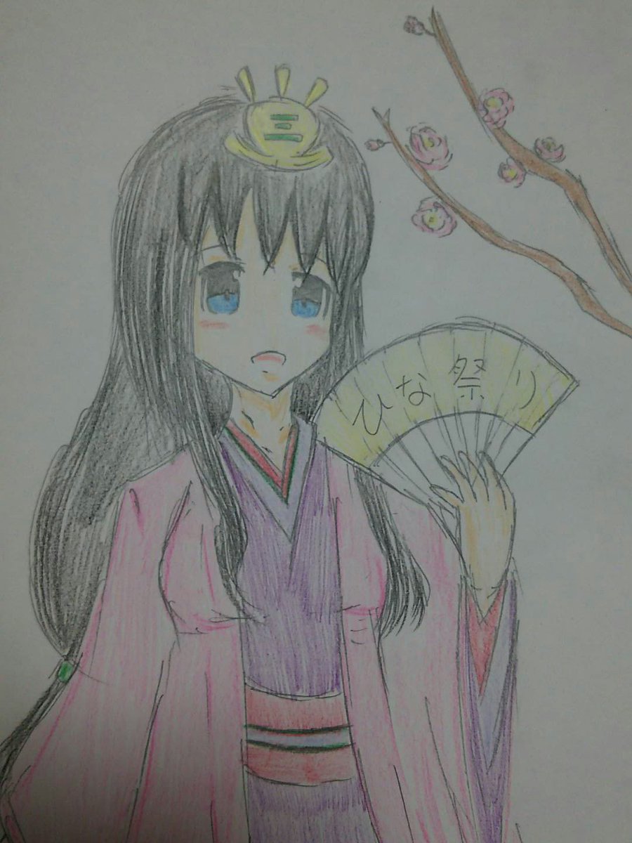 シイナ Shiina P S ひな祭りイラスト 女子和キャラ代表の山上椿 元夢月椿 ちゃん 斗梅さんと悩んだけど 斗梅さんはアバターで オリキャラ