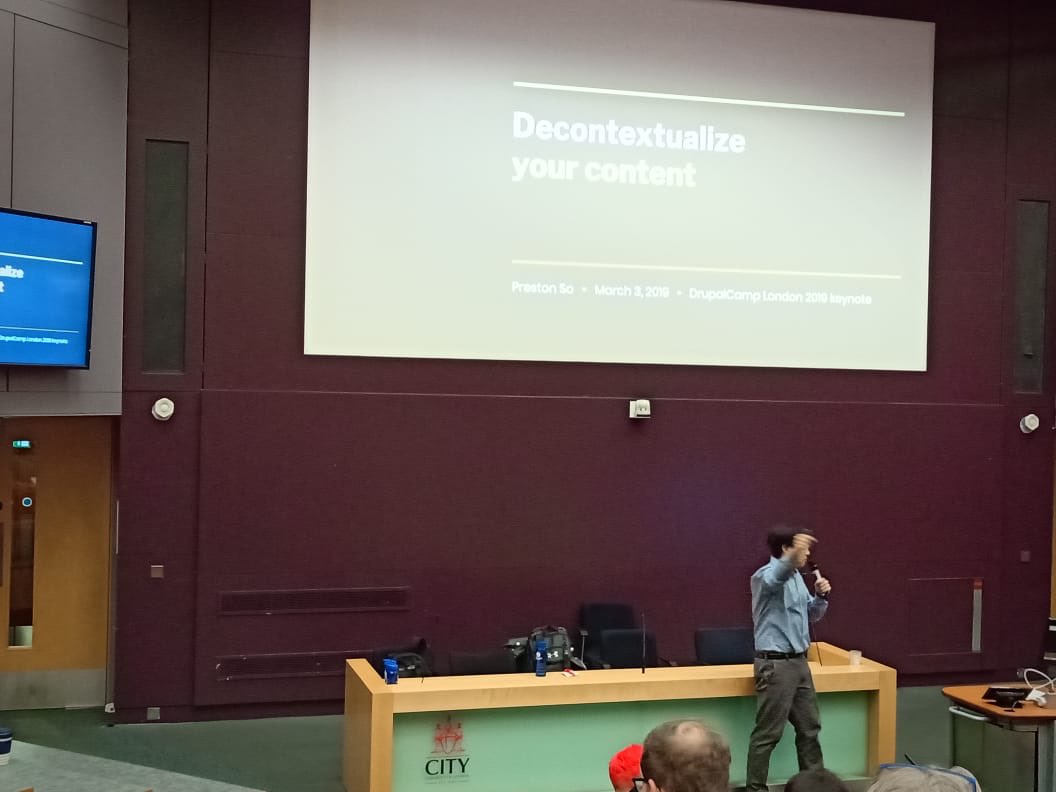 Srijan's tweet image. And &apos;so&apos; it begins...Day 3 at #DrupalCampLondon, with @prestonso keynote @DrupalCampLDN #Drupal