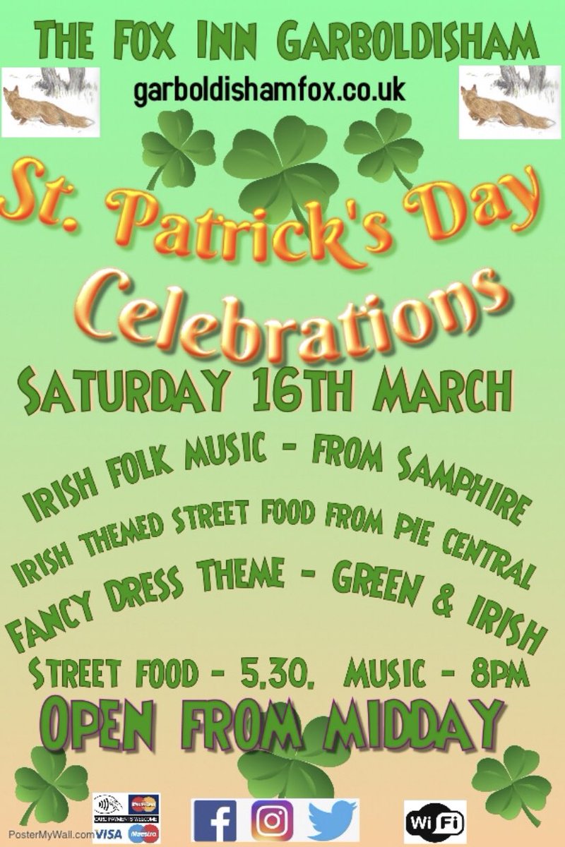 FoxGarboldisham's tweet photo. Time to share what’s coming up here #March #music #streetfood #ArtExhibition #Sundaylunch #6nations #running #StPatricksWeekend #Littlefoxcafe Phew might need a #holiday after this. BREAKING NEWS, we are now Cider pub of 2019 for Mid Anglia #camra #Garboldisham #Norfolk MTF 🦊🍻 https://t.co/VnrYVlQAgQ