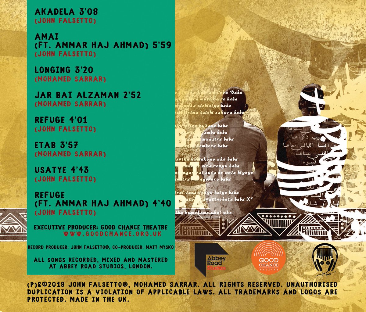 FalsettoJohn's tweet photo. ⭕️ALBUM
#SoundsOfRefuge is the new world music album from @FalsettoJohn, @mosarrar1 ft. @AmmarHajAhmad fusing Zimbabwean, Sudanese and Syrian music, spoken word and poetry. Recorded 2018 @AbbeyRoad Gatehouse.
Support: @GoodChanceCal
Album art: @Majidad7
📸: @AmmarHajAhmad https://t.co/96PqSDowaF