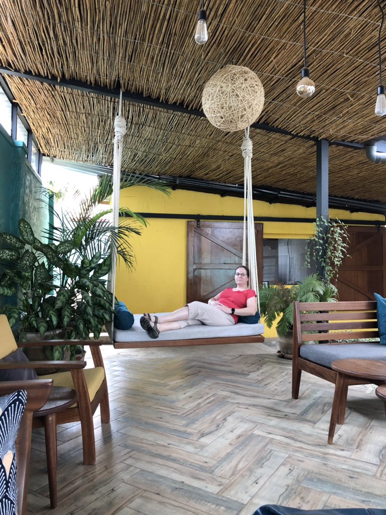 We arrived in Kigali. This morning we heard runners heading for the twice monthly sports day at the stadium. Enjoyed coffee and cake at The Women’s Bakery for coffee and cake. Staying <a href="/HotelChezLando/">Hotel Chez Lando</a> the spotting blue hummingbirds darting around the garden.