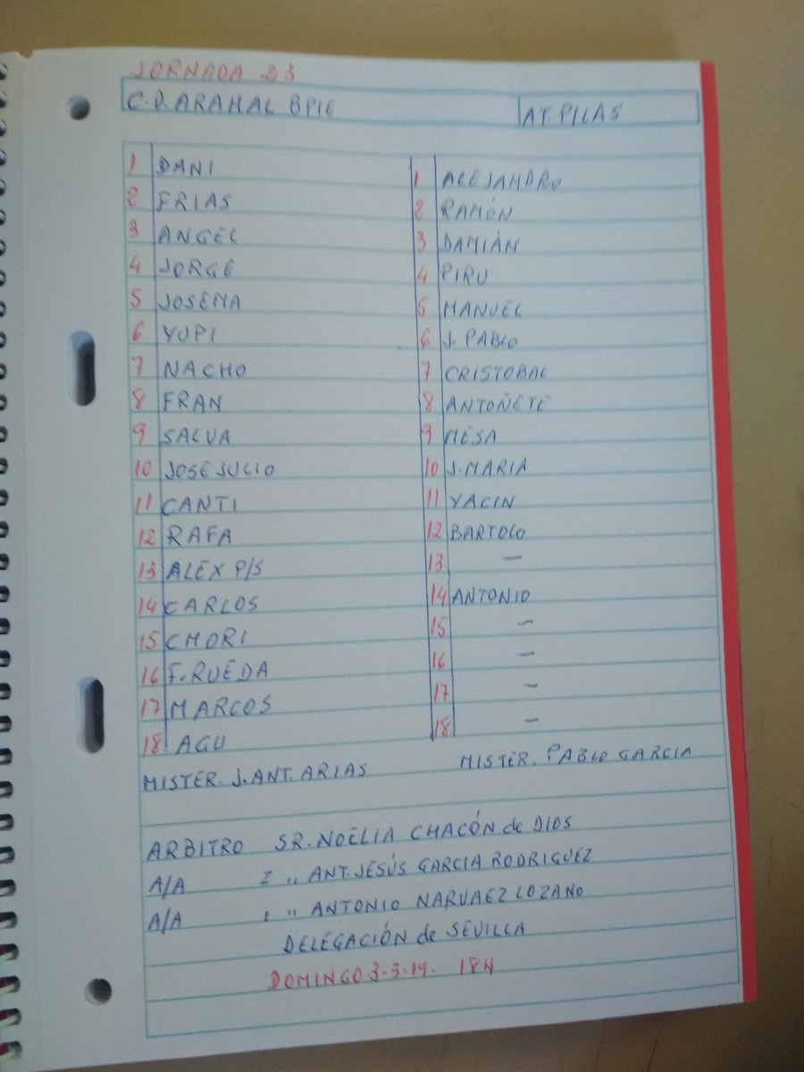 Alineaciones titulares partido <a href="/CDArahalBpie/">C.D. Arahal Balompie</a> - @PilasAtcoOficia