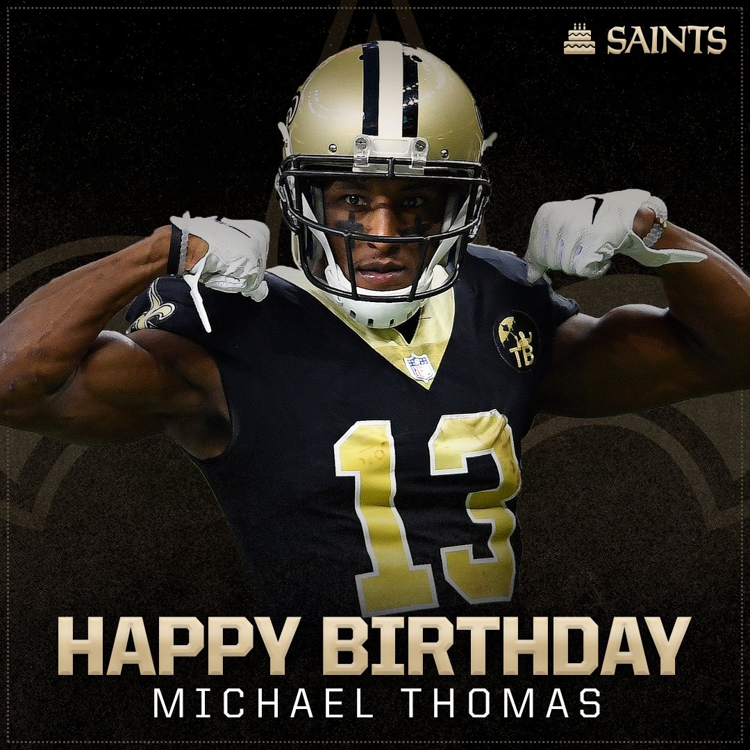 Saints's tweet photo. Retweet to help us wish Michael Thomas a happy birthday! 🎊 https://t.co/5UEVXhCGBr