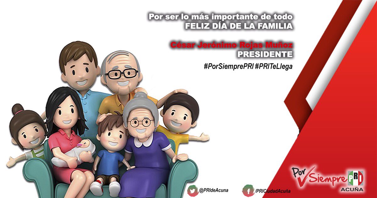 PRIdeAcuna's tweet photo. Por ser lo más importante de todo
¡FELIZ DÍA DE LA FAMILIA!
#PorSienprePRI #PRITeLlega https://t.co/H4U8PuJ7L5