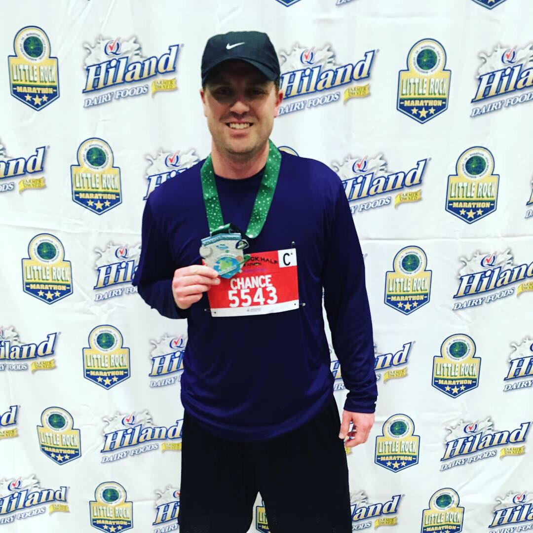 Coach_Lefler's tweet photo. It was cold and wet but 13.1 is done!!! Thankful for @MalloryRLefler support this weekend! #LRHalf #1:56 #soaked https://t.co/KIatkxkeRn